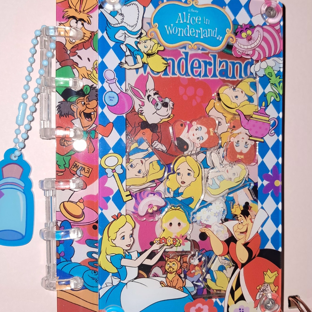 New! Alice in Wonderland A7 Size Acrylic Shaker Notebook With Paper